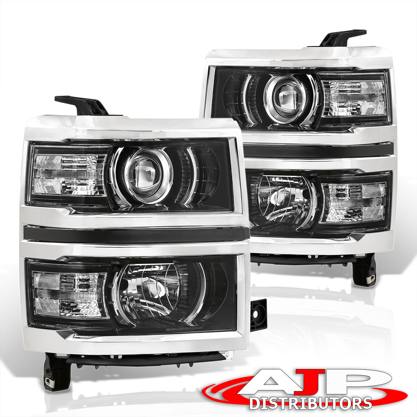 Black Clear Projector Head Lights Lamps LH RH For 2014-2015